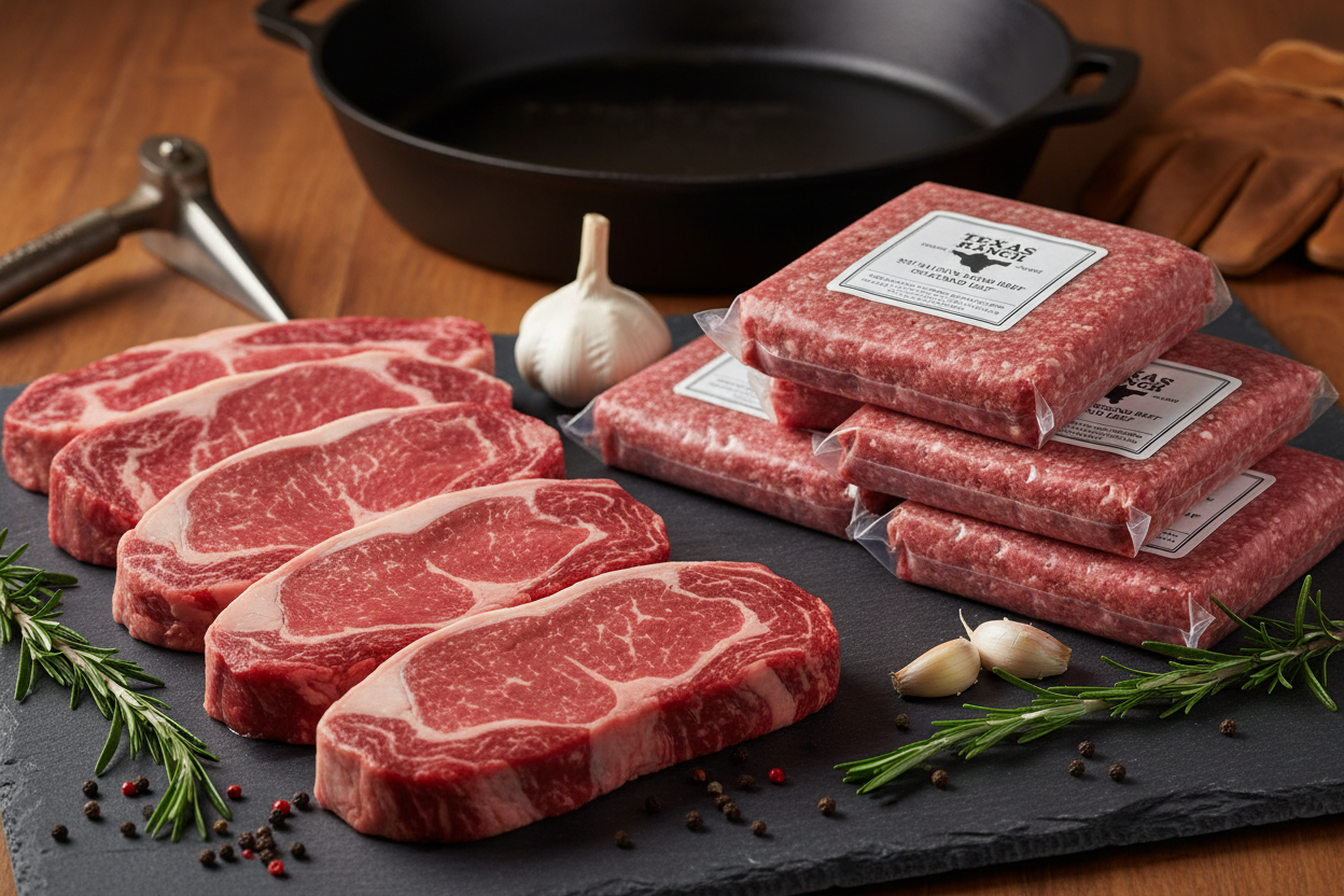 Premium Boneless Ribeye Steak Bundle - 4 Ribeye + Ground Beef